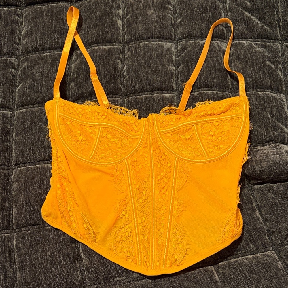 Vibrant Yellow Lace Corset Top